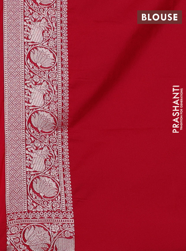 Banarasi semi katan saree reddish pink with zari woven buttas and zari woven border