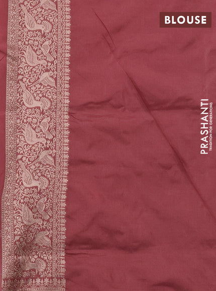 Banarasi semi katan saree mauve pink with zari woven buttas and zari woven border