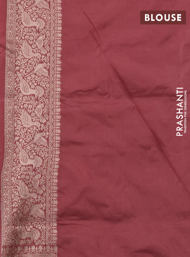 Banarasi semi katan saree mauve pink with zari woven buttas and zari woven border