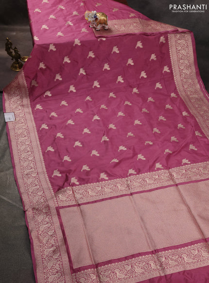 Banarasi semi katan saree mauve pink with zari woven buttas and zari woven border