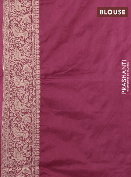 Banarasi semi katan saree mauve pink with zari woven buttas and zari woven border