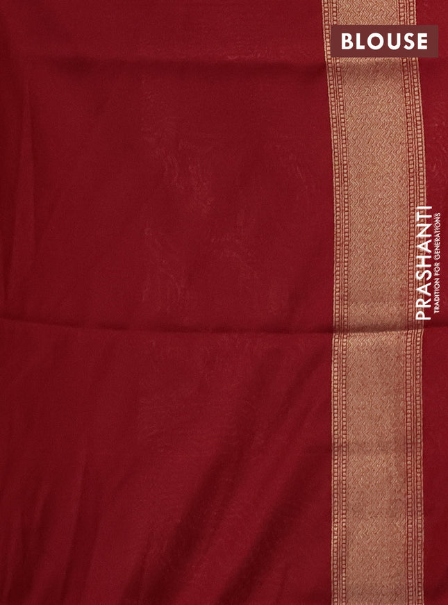 Banarasi semi katan saree maroon with allover thread & zari woven brocade weaves and woven border