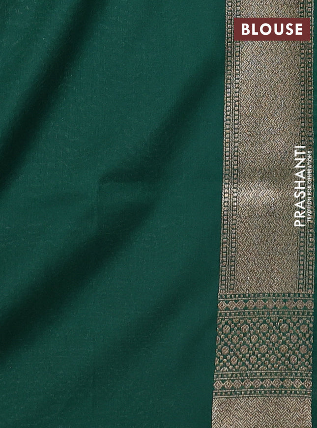 Banarasi semi katan saree green with allover thread & zari woven brocade weaves and woven border