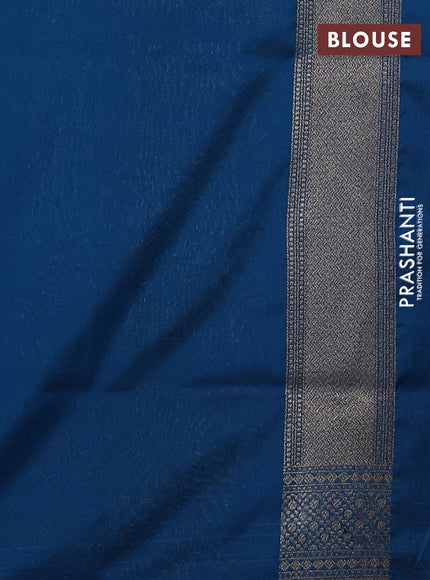 Banarasi semi katan saree peacock blue with allover thread & zari woven brocade weaves and woven border