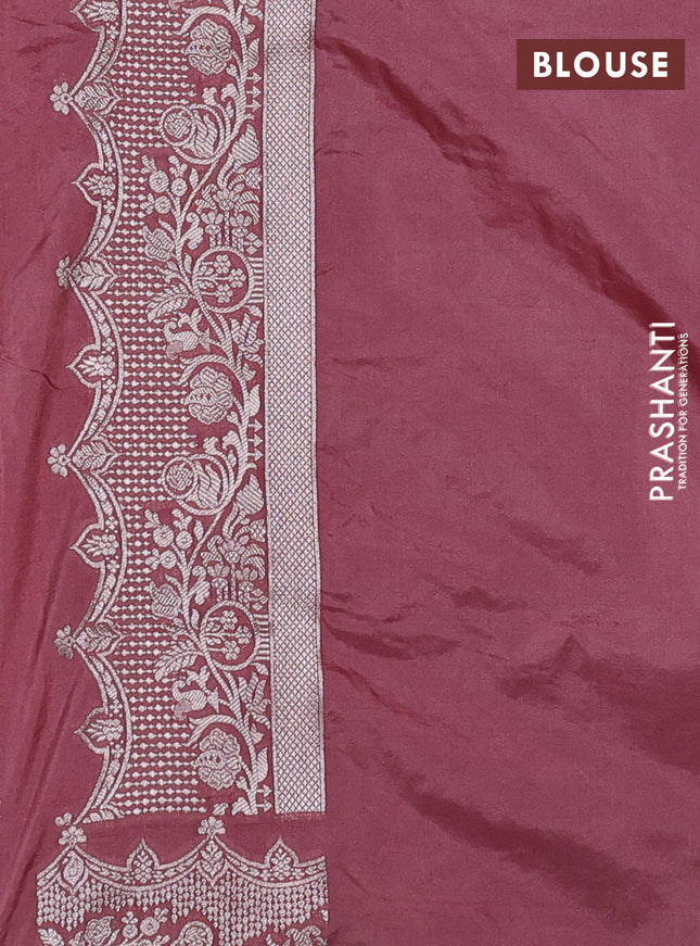Banarasi semi katan saree pastel maroon with zari woven buttas and zari woven border