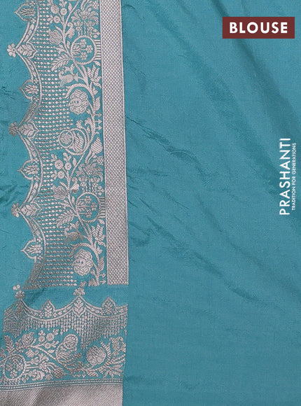 Banarasi semi katan saree pastel green with zari woven buttas and zari woven border