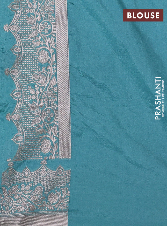 Banarasi semi katan saree pastel green with zari woven buttas and zari woven border