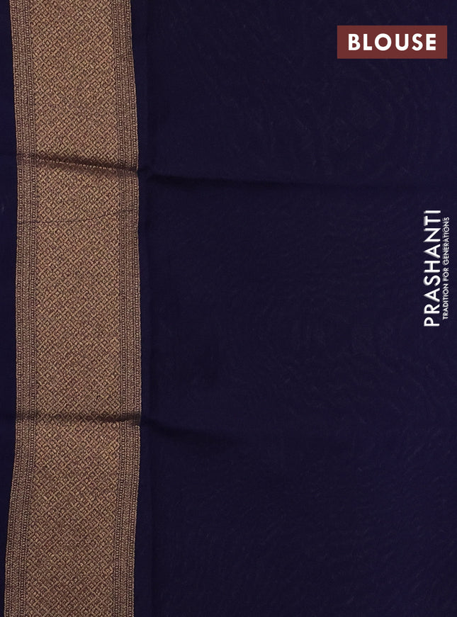 Banarasi semi katan saree navy blue with allover thread & zari weaves and woven border