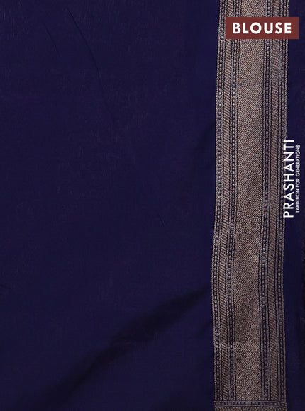 Banarasi semi katan saree navy blue with allover thread & zari brocade weaves and woven border