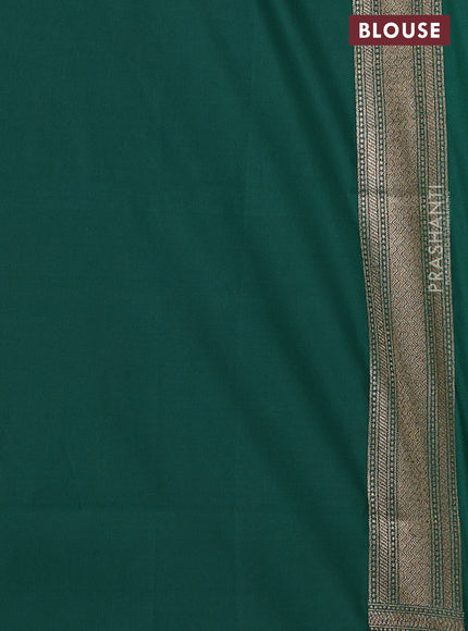 Banarasi semi katan saree green with allover thread & zari brocade weaves and woven border