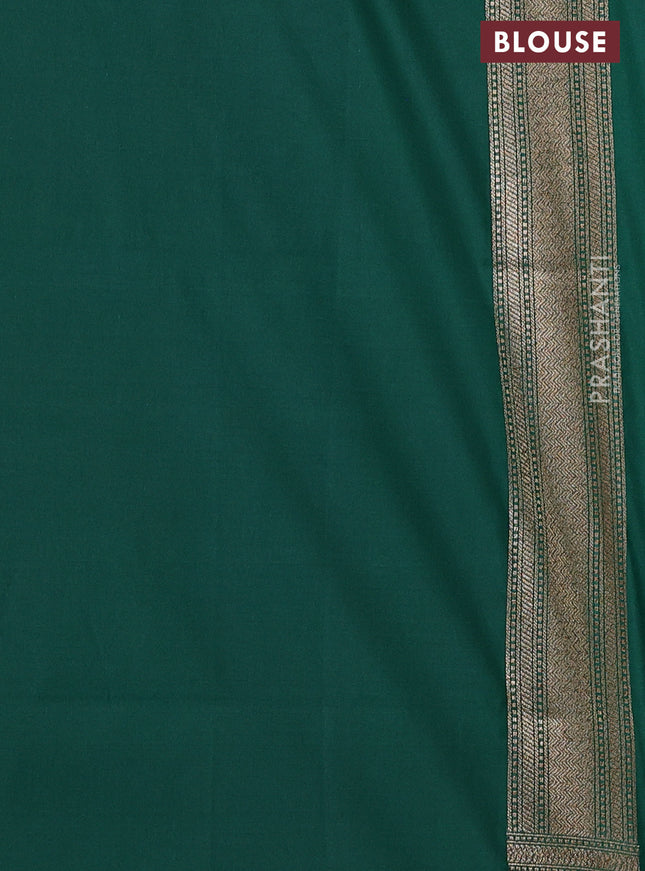 Banarasi semi katan saree green with allover thread & zari brocade weaves and woven border