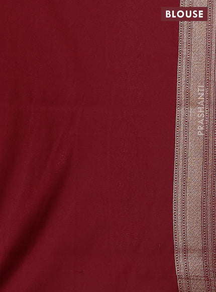 Banarasi semi katan saree deep maroon with allover thread & zari brocade weaves and woven border