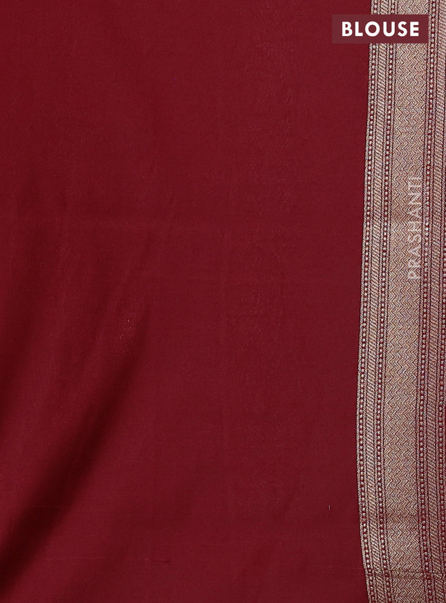 Banarasi semi katan saree deep maroon with allover thread & zari brocade weaves and woven border
