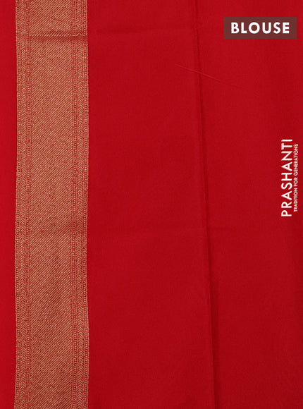 Banarasi semi katan saree red with allover thread & zari brocade weaves and woven border