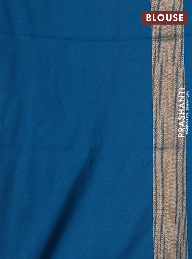 Banarasi semi katan saree cs blue with allover thread & zari brocade weaves and woven border