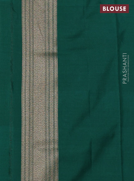 Banarasi semi katan saree green with allover thread & zari brocade weaves and woven border
