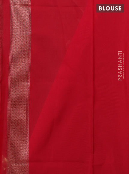 Banarasi semi katan saree red with allover thread & zari brocade weaves and woven border