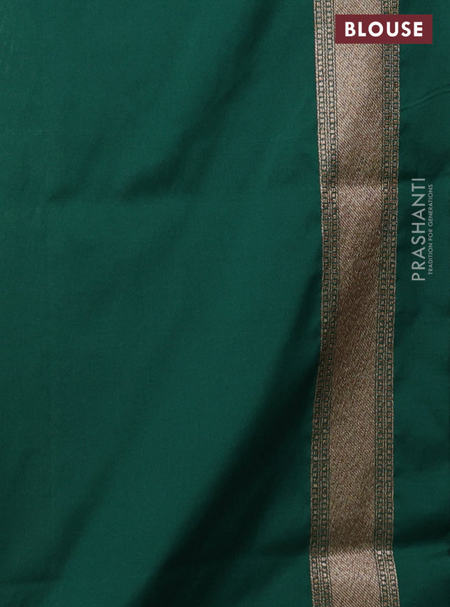 Banarasi semi katan saree green with allover thread & zari brocade weaves and woven border