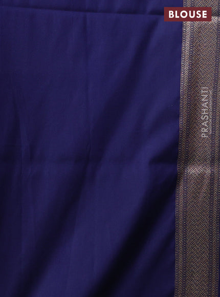 Banarasi semi katan saree navy blue with allover thread & zari woven brocade weaves and woven border
