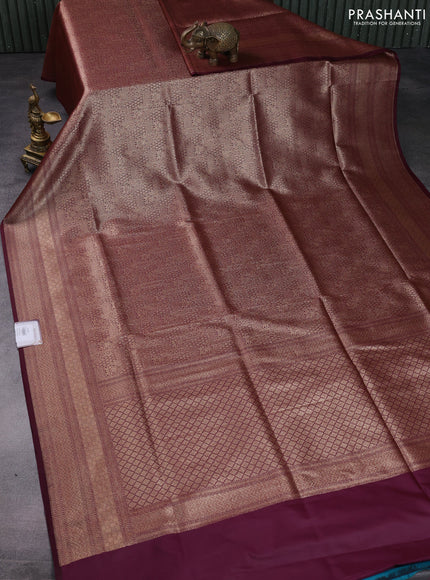 Banarasi semi katan saree maroon with allover thread & zari woven brocade weaves and woven border
