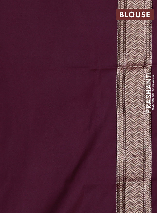Banarasi semi katan saree maroon with allover thread & zari woven brocade weaves and woven border