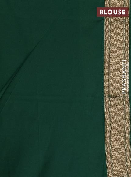 Banarasi semi katan saree green with allover thread & zari woven brocade weaves and woven border