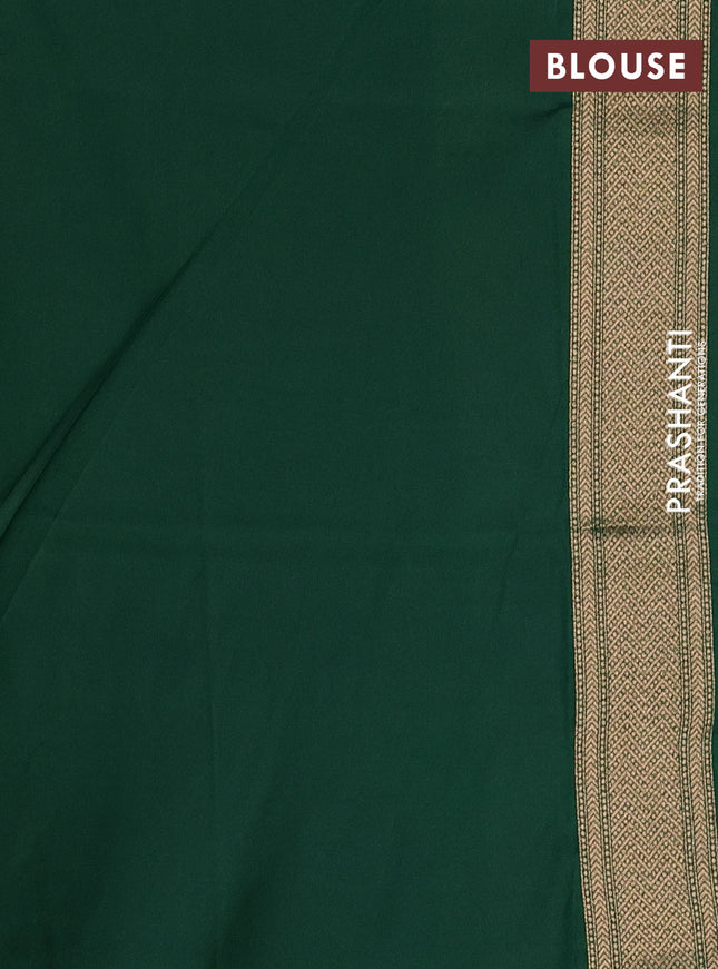 Banarasi semi katan saree green with allover thread & zari woven brocade weaves and woven border