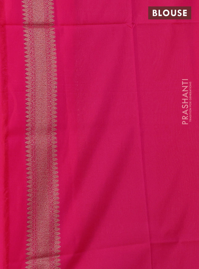 Banarasi semi katan saree pink with allover thread & zari woven brocade weaves and woven border