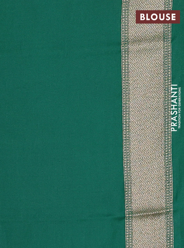 Banarasi semi katan saree green with allover thread & zari woven brocade weaves and woven border