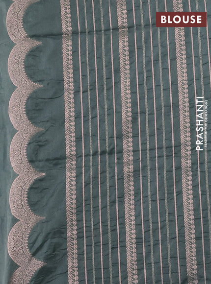 Banarasi semi katan saree pastel blue with allover zari checks and zari woven border