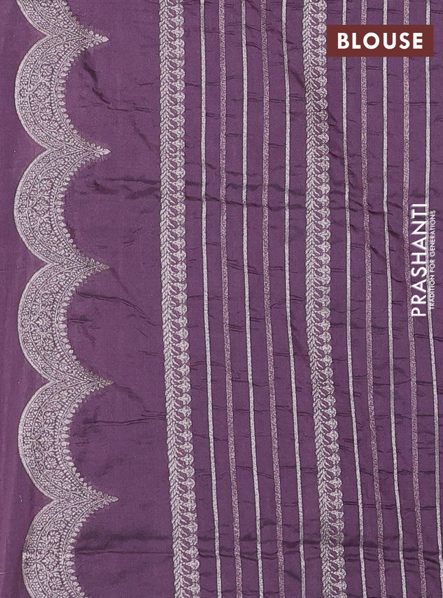 Banarasi semi katan saree pastel lavender with allover zari checks and zari woven border