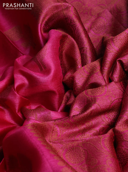 Pure tussar silk saree pink with woven buttas and woven border