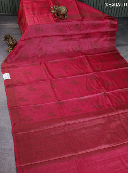 Pure tussar silk saree red with woven buttas and woven border