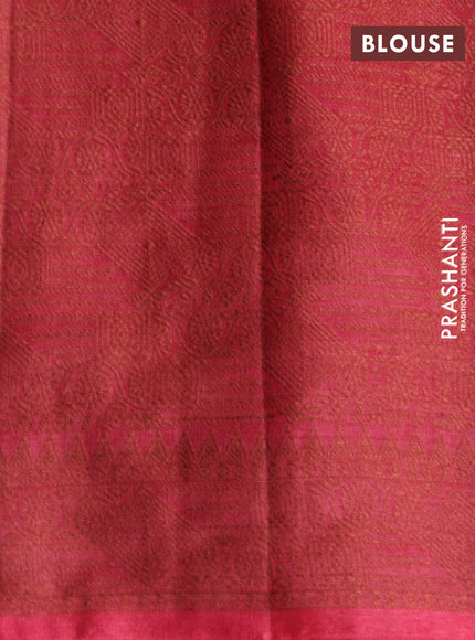 Pure tussar silk saree red with woven buttas and woven border