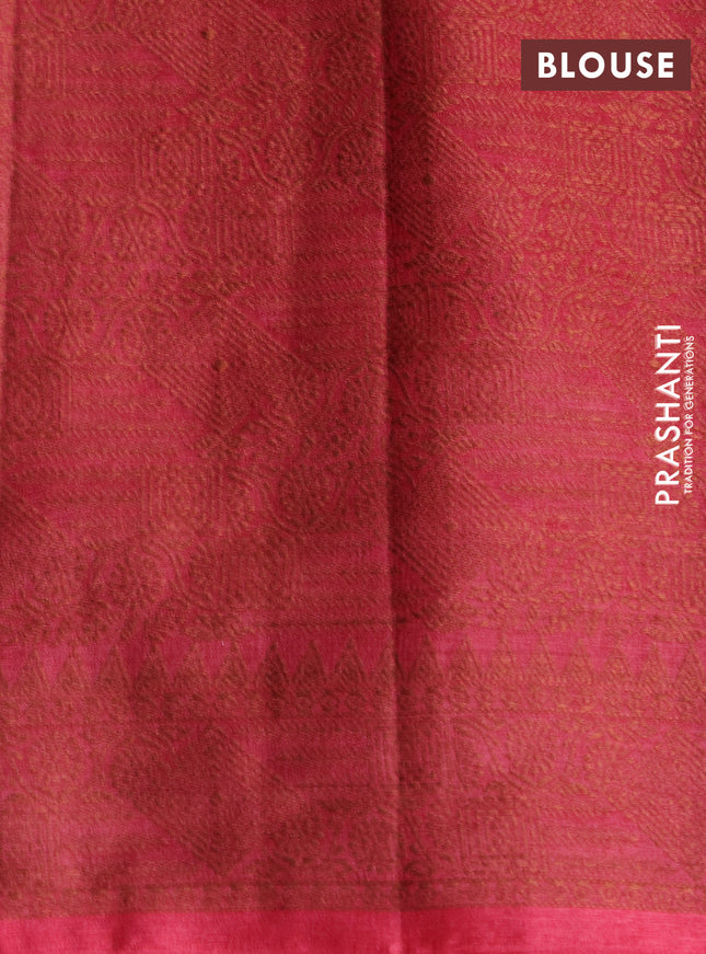 Pure tussar silk saree red with woven buttas and woven border