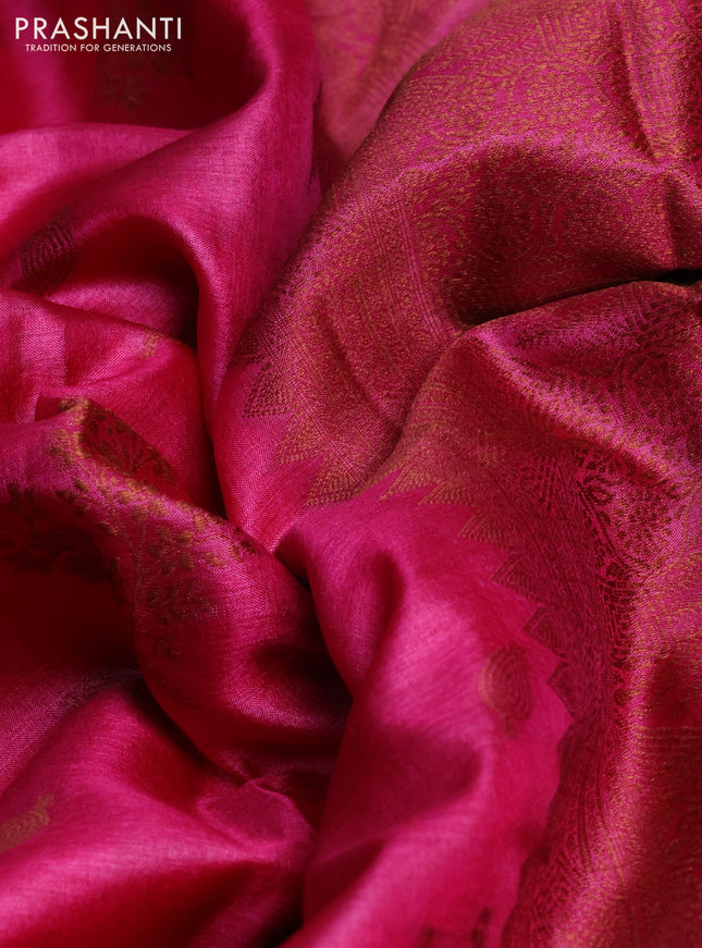 Pure tussar silk saree pink with woven buttas and woven border