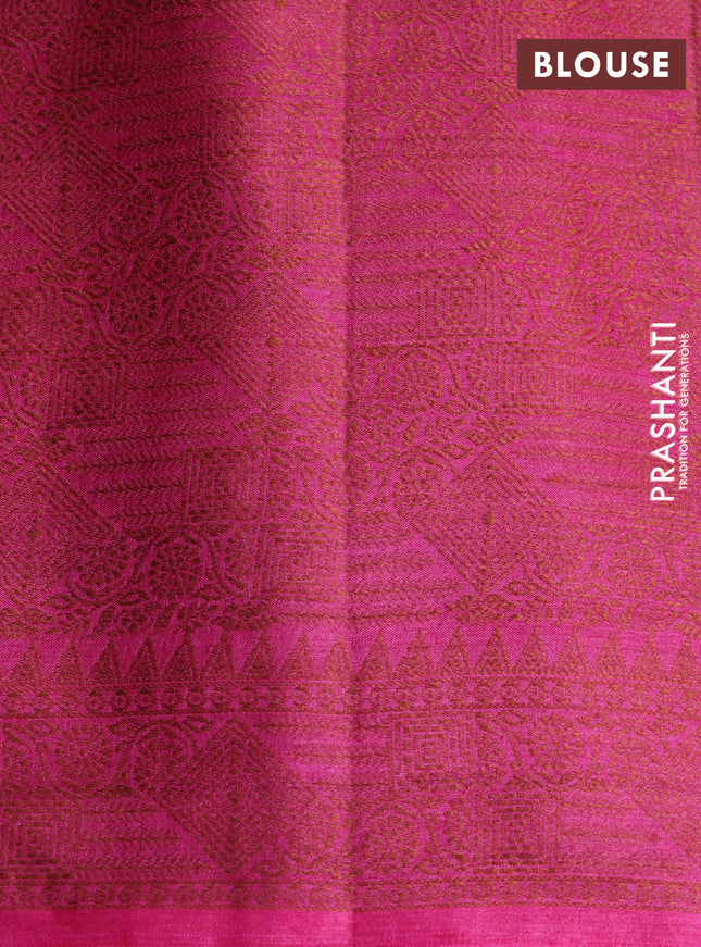 Pure tussar silk saree pink with woven buttas and woven border