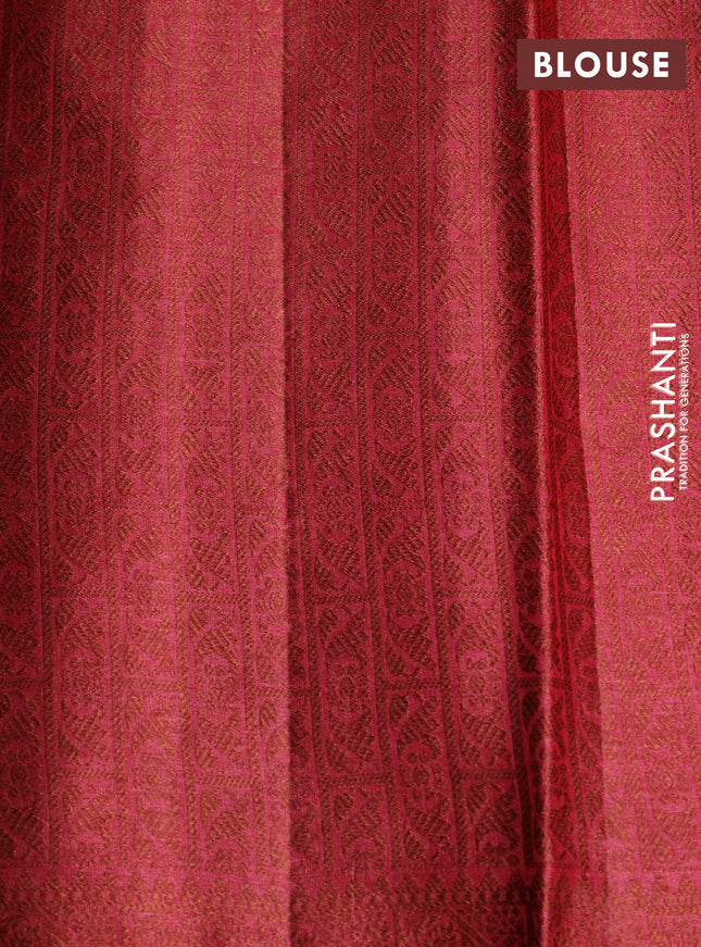 Pure tussar silk saree maroon with woven buttas and woven border