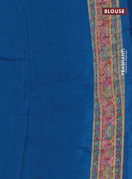 Banarasi silk saree cs blue with plain body and position prints