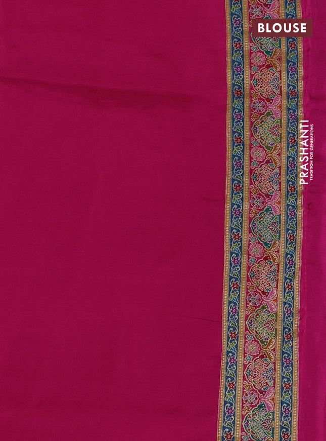 Banarasi silk saree pink with plain body and position prints