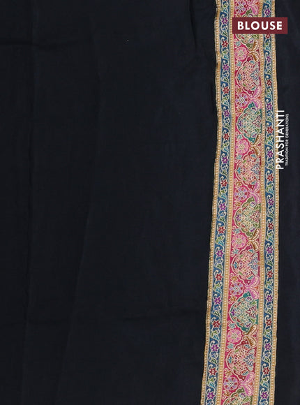 Banarasi silk saree black with plain body and position prints