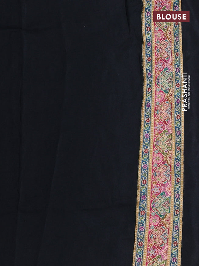 Banarasi silk saree black with plain body and position prints