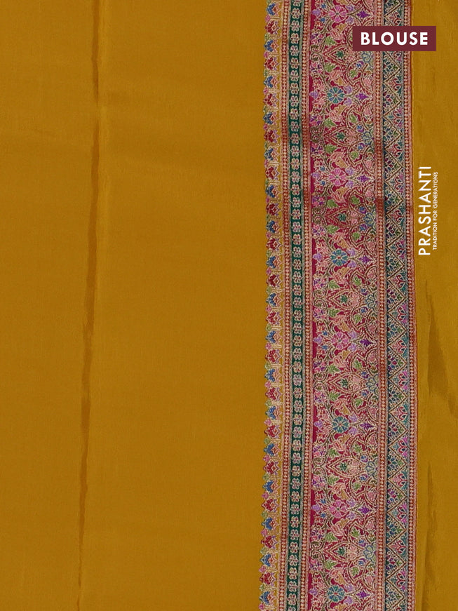 Banarasi silk saree mustard yellow with zari weaves and position prints