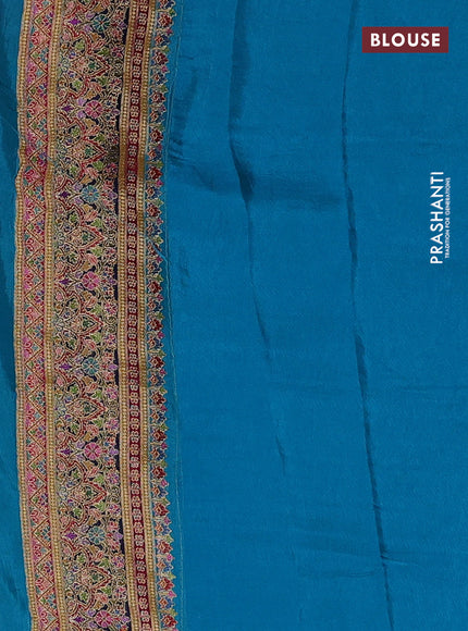 Banarasi silk saree teal blue with zari weaves and position prints