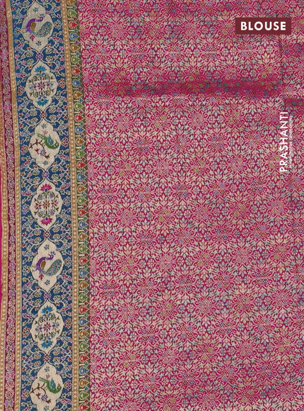 Banarasi silk saree pink with position butta prints and position prints