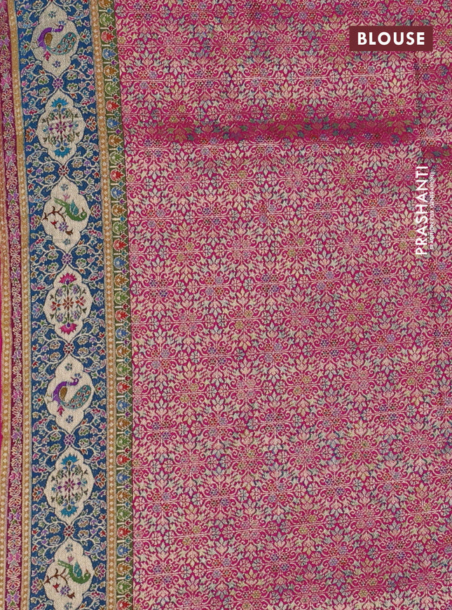 Banarasi silk saree pink with position butta prints and position prints