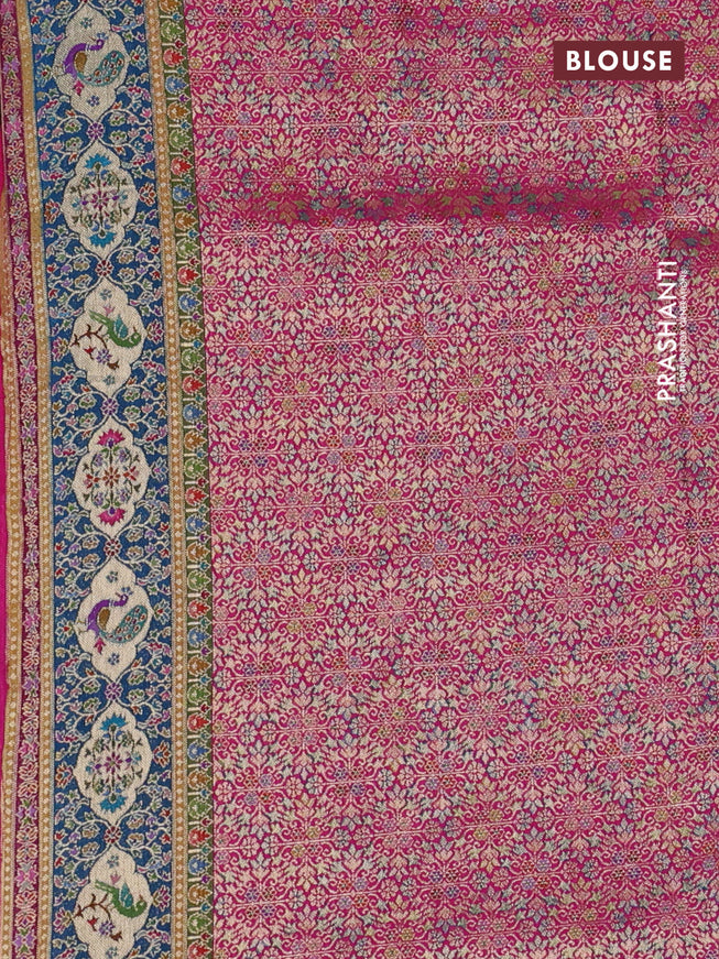 Banarasi silk saree pink with position butta prints and position prints