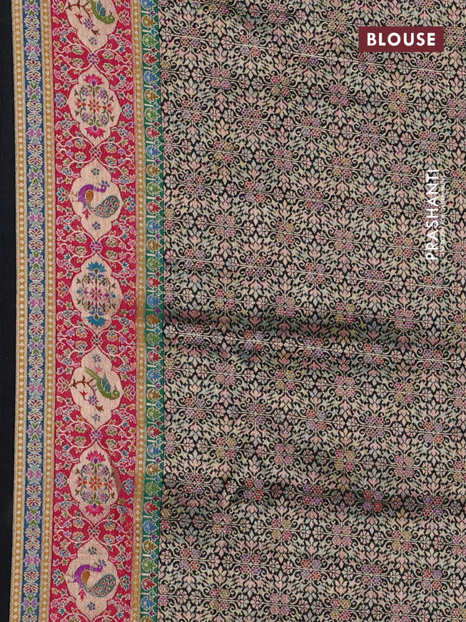 Banarasi silk saree black with position butta prints and position prints