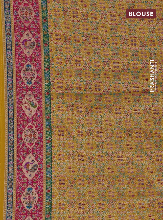 Banarasi silk saree mustard yellow with position butta prints and position prints