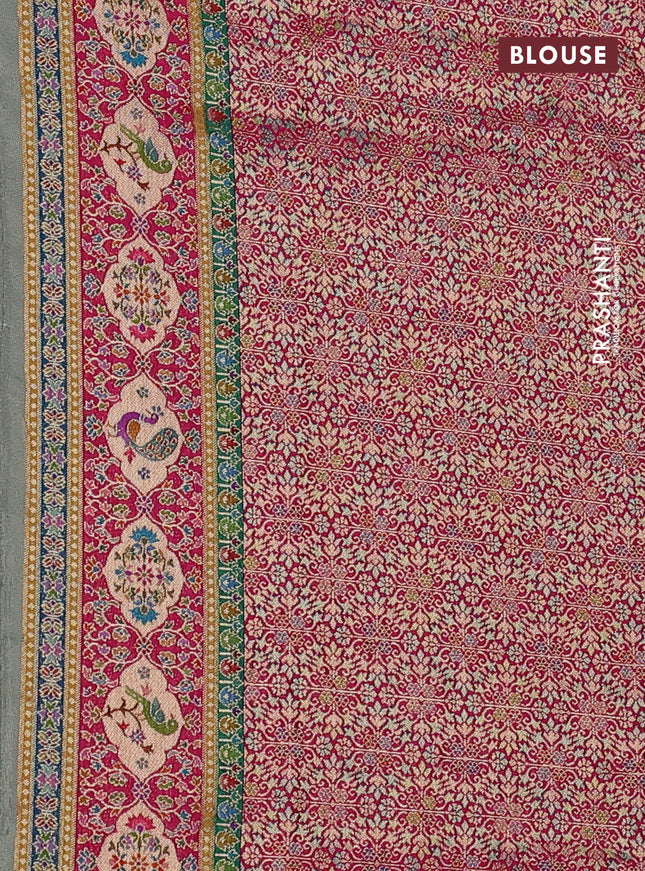 Banarasi silk saree elaichi green with position butta prints and position prints